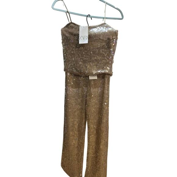 Nwt- Zara 2 pc sequins pants & top set-M - Picture 1 of 6